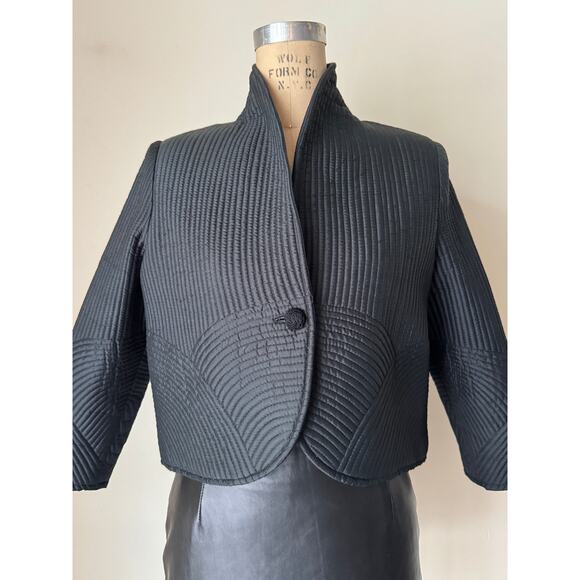 Vintage 1980s Quilted Silk Cropped Jacket - Picture 4 of 5
